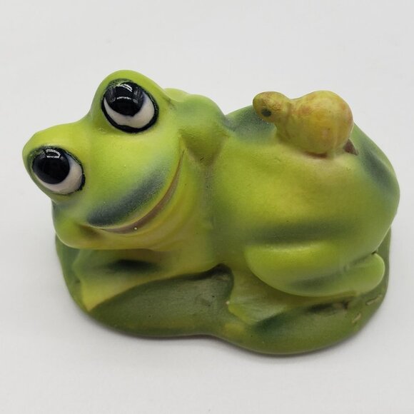Josef Originals Vintage Ceramic Green Frog on Lily Pad with Snail Figurine - Picture 8 of 8